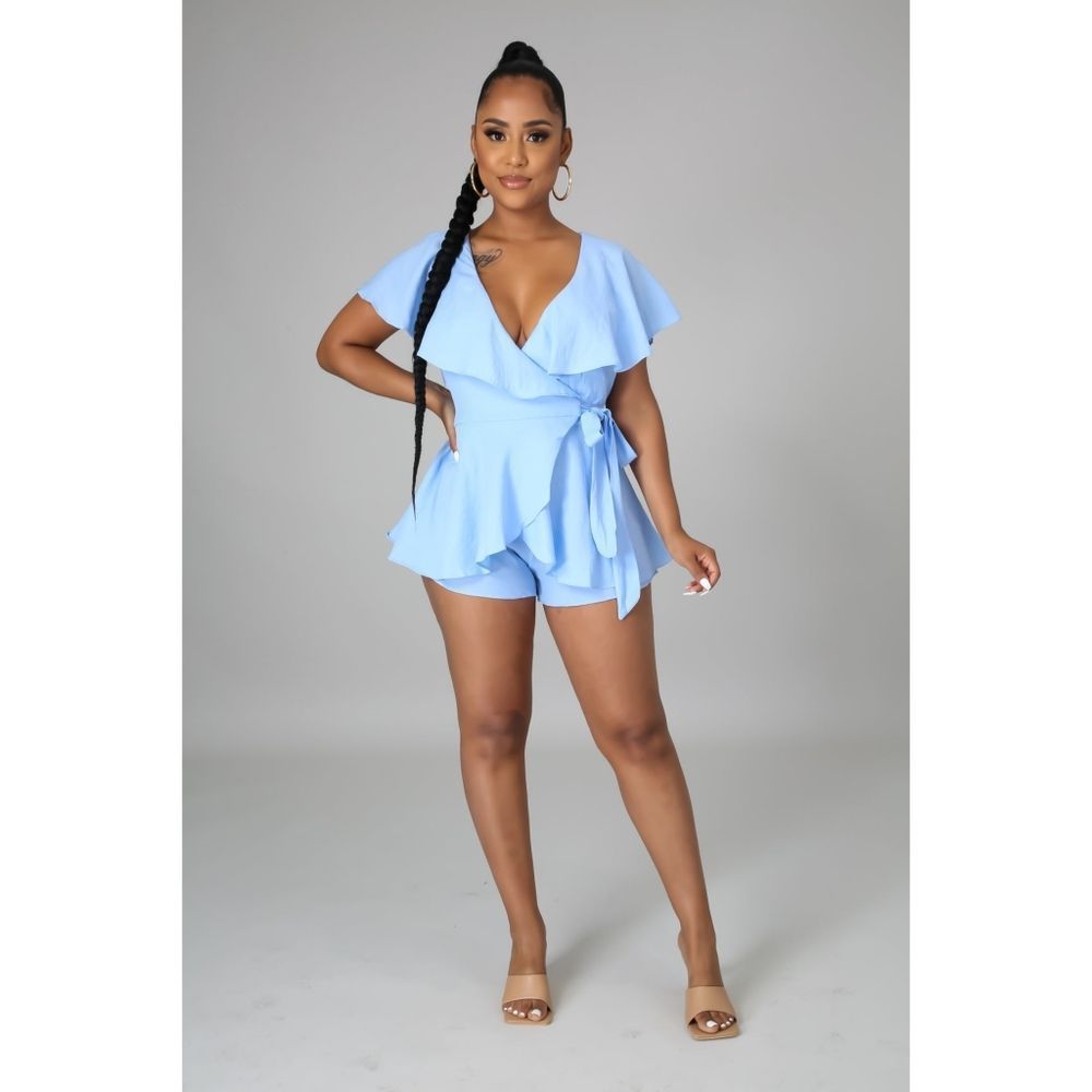 Blue Ruffled Romper - Picture 5 of 11